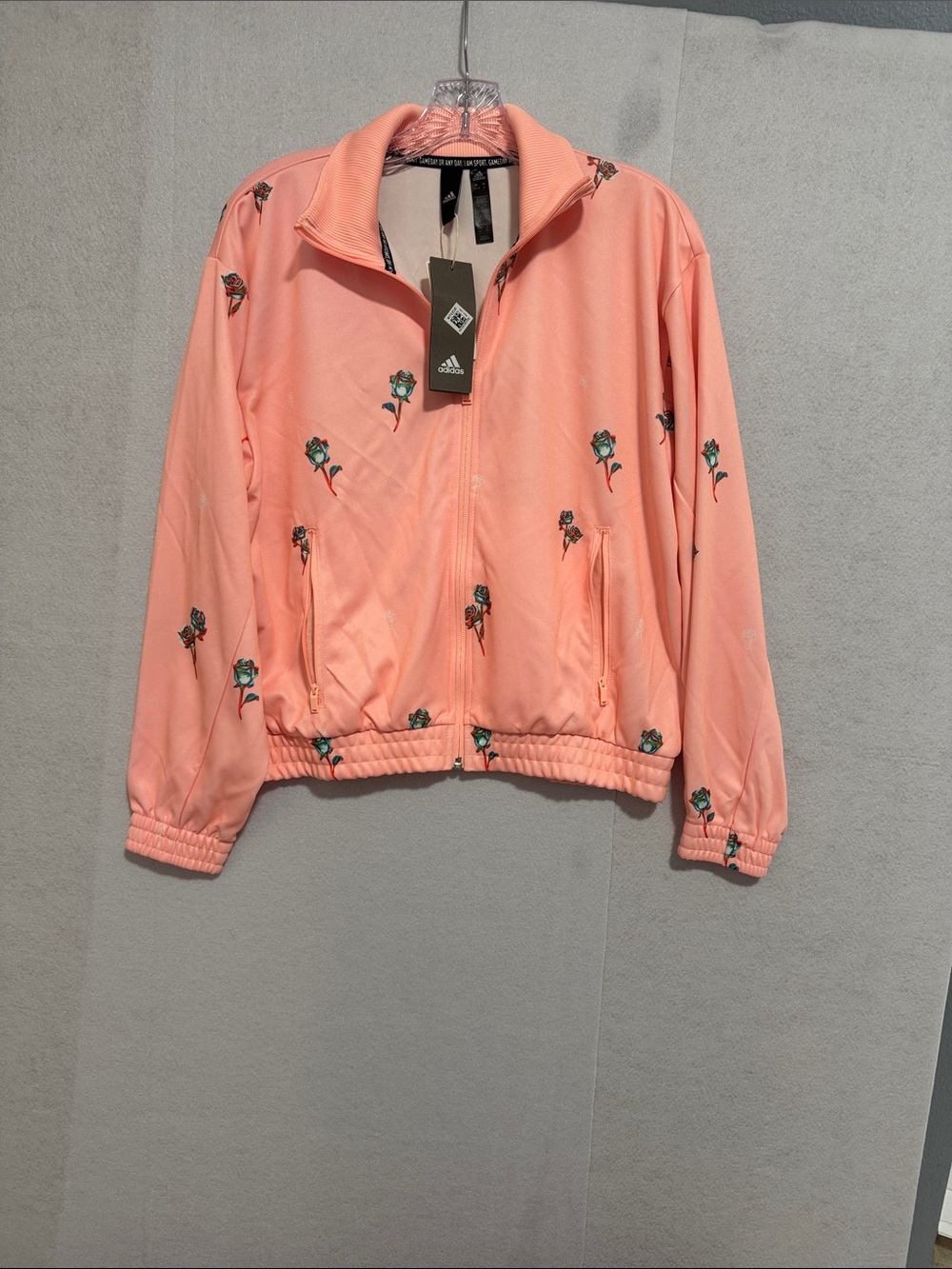 adidas Peach Floral Track Bomber Jacket